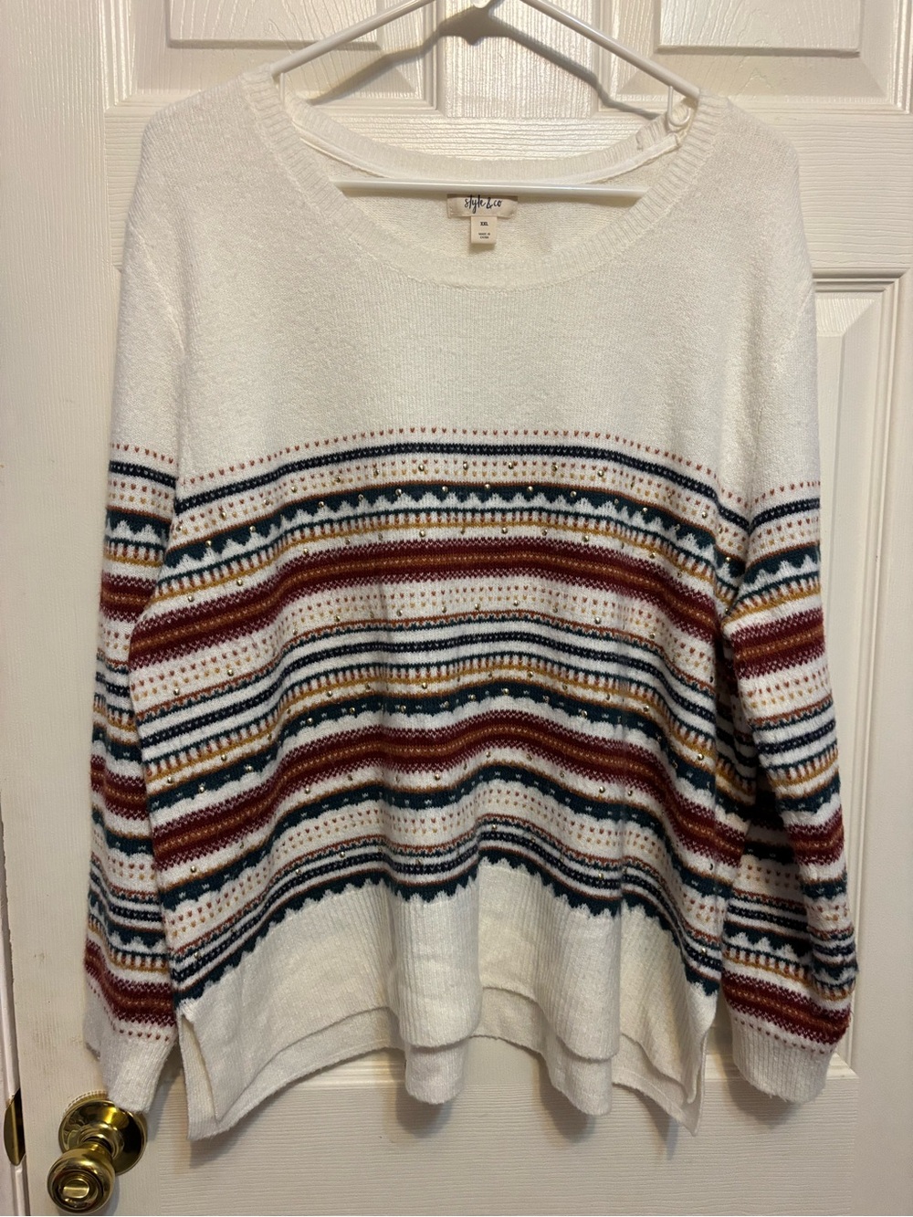 Women’s Style & Co. Multi-color Striped Stuffed Knit Sweater - XXL